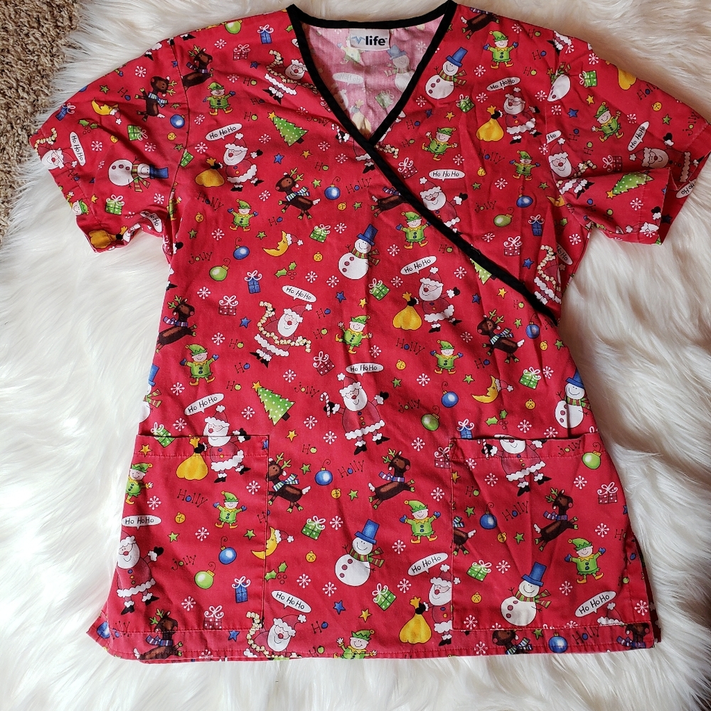 Christmas scrub top